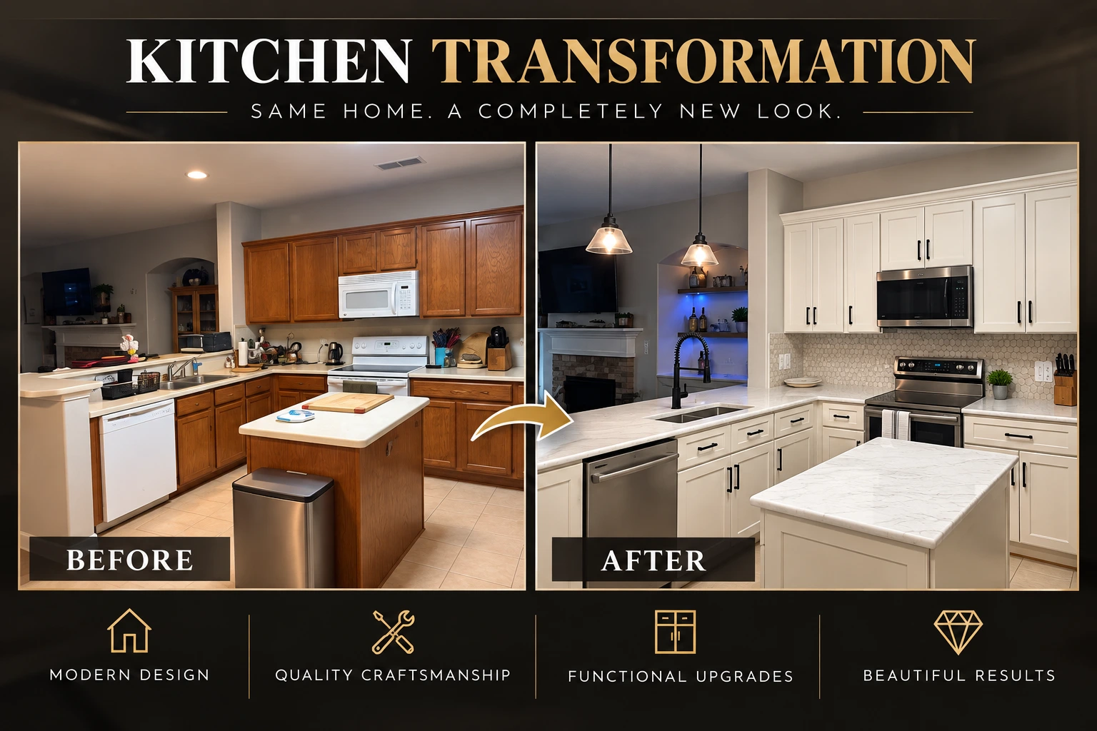Kitchen renovation before and after